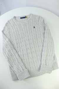 Ralph Lauren kabeltrui met ronde hals - M