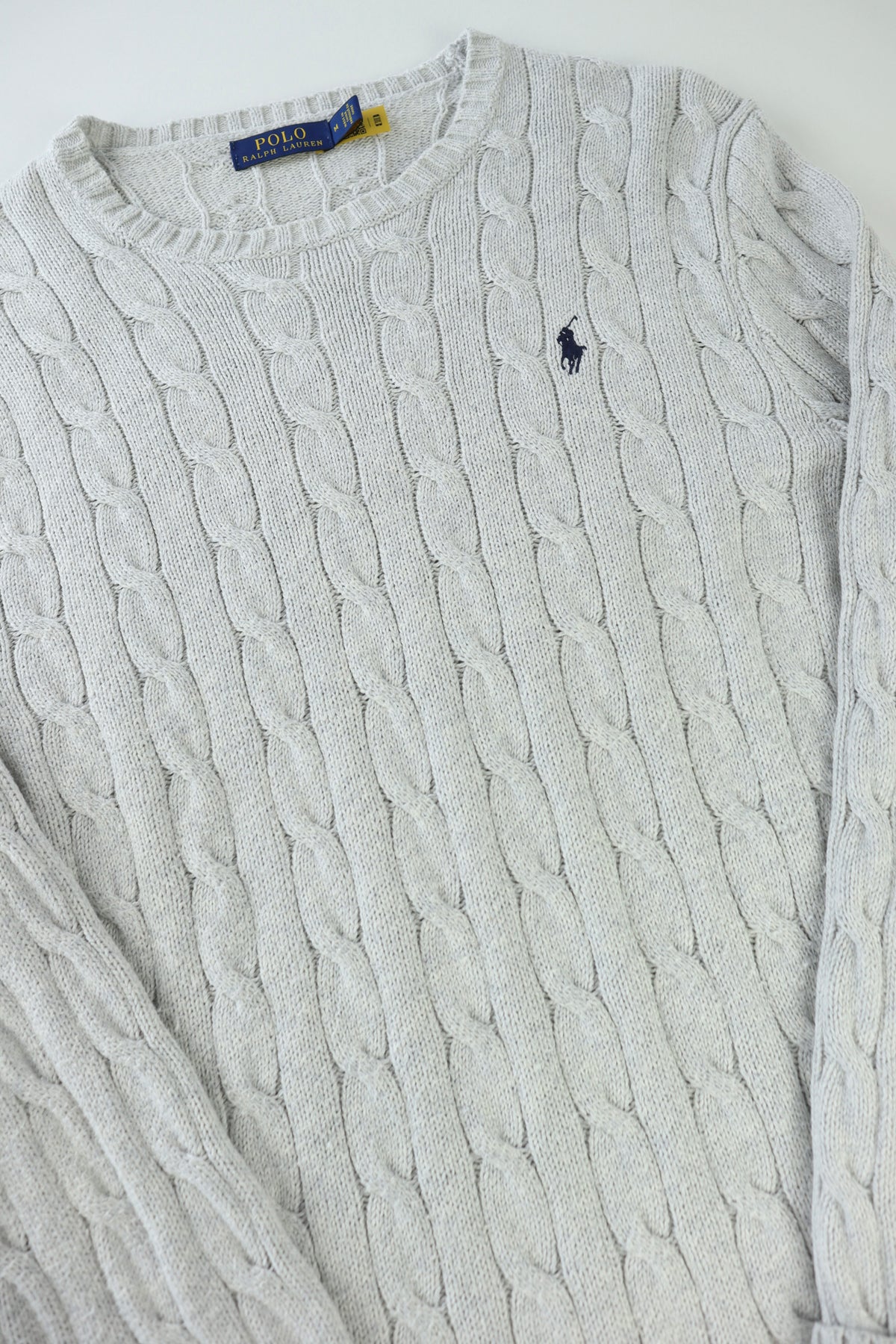 Ralph Lauren kabeltrui met ronde hals - M