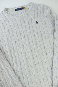 Ralph Lauren kabeltrui met ronde hals - M