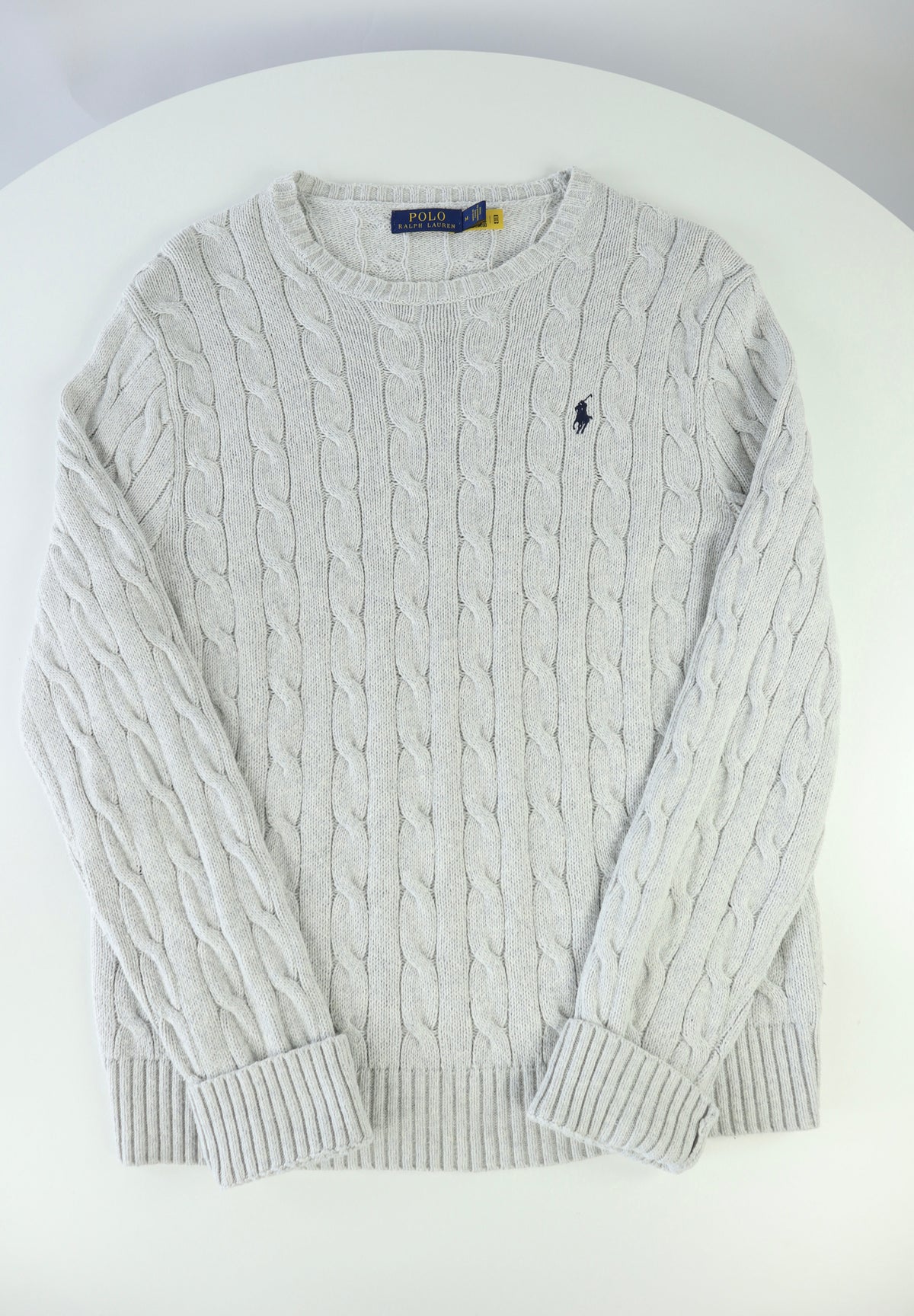 Ralph Lauren kabeltrui met ronde hals - M