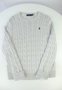 Ralph Lauren kabeltrui met ronde hals - M