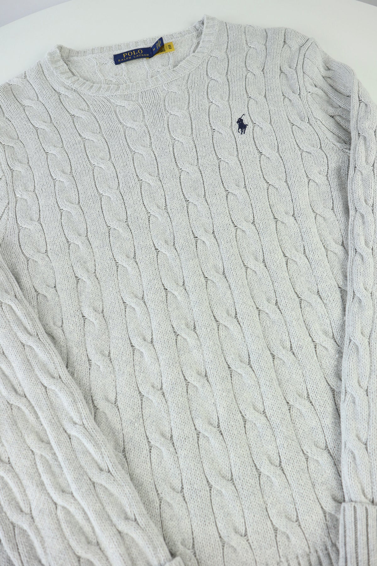 Ralph Lauren kabeltrui met ronde hals - M