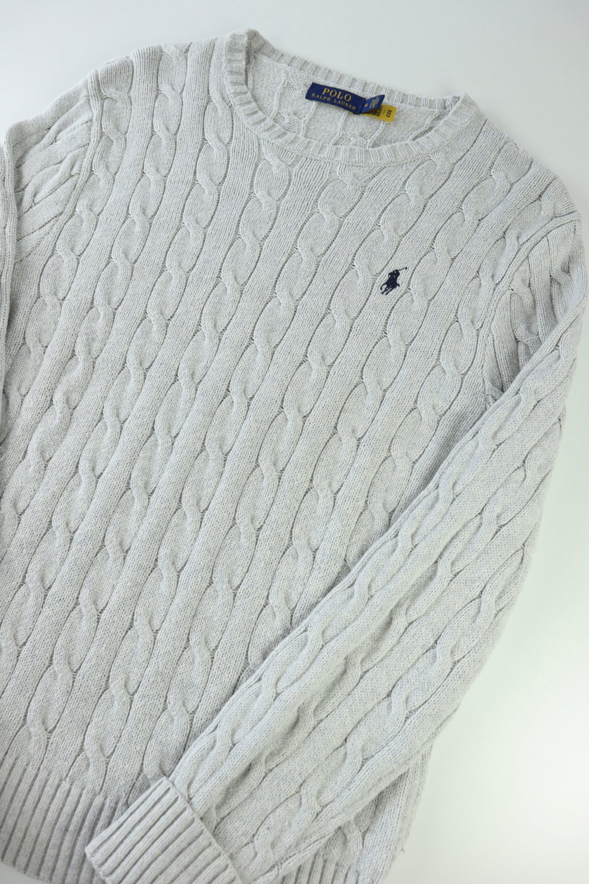 Ralph Lauren kabeltrui met ronde hals - M