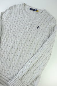 Ralph Lauren kabeltrui met ronde hals - M