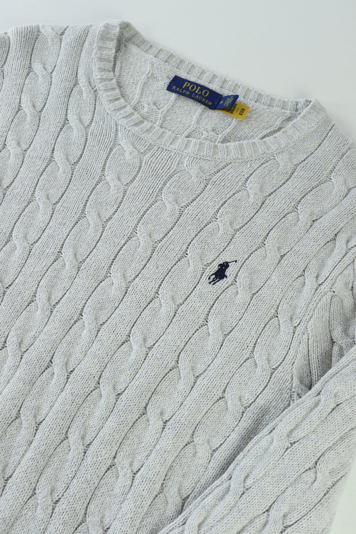 Ralph Lauren kabeltrui met ronde hals - M