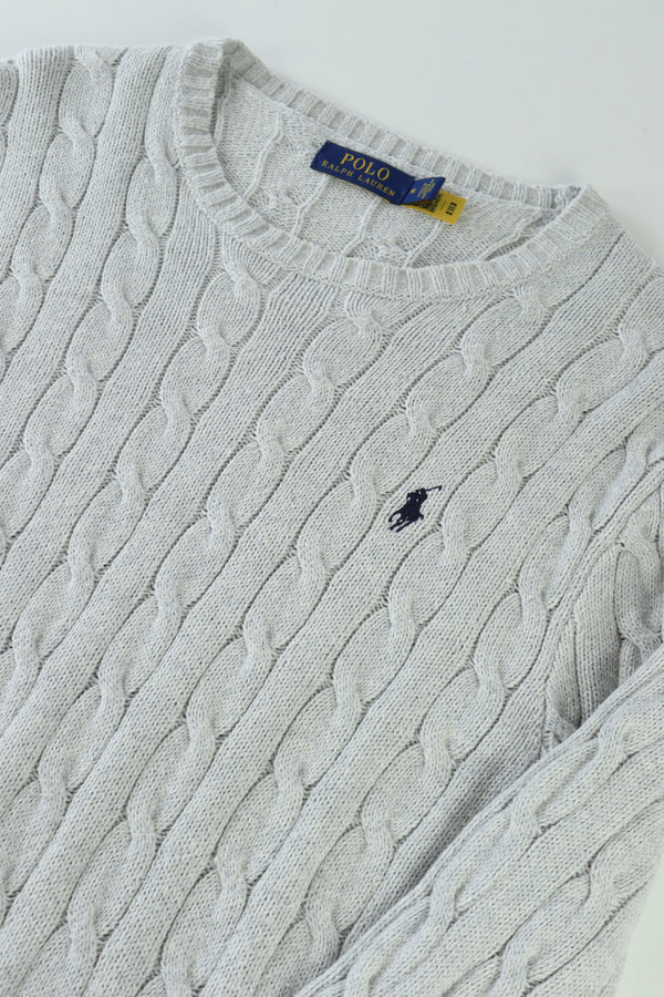 Ralph Lauren kabeltrui met ronde hals - M