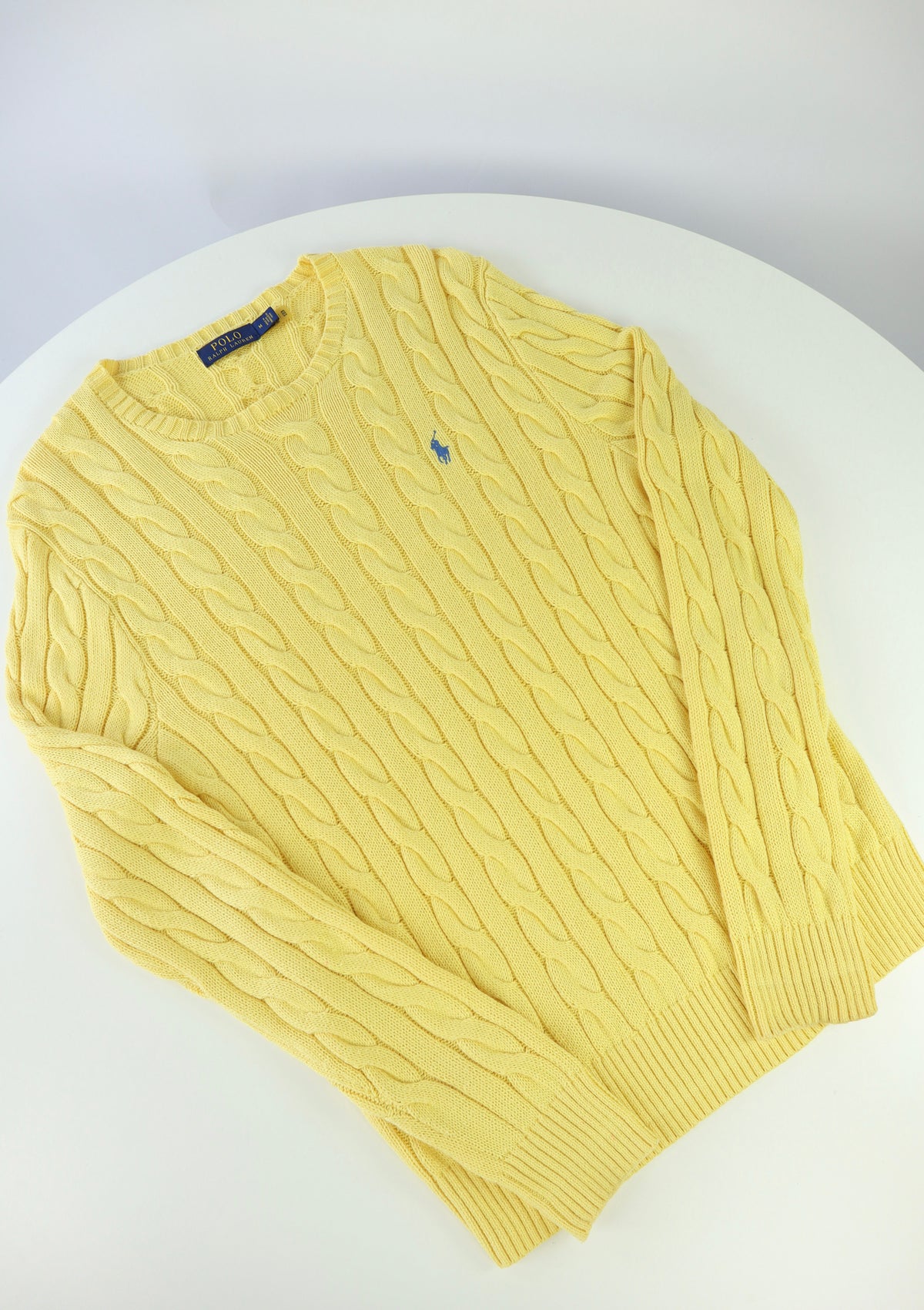 Ralph Lauren kabeltrui met ronde hals - M
