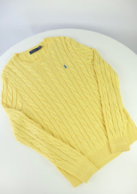Ralph Lauren kabeltrui met ronde hals - M