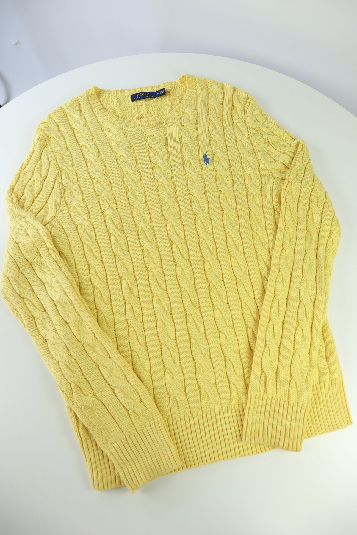 Ralph Lauren kabeltrui met ronde hals - M