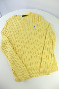 Ralph Lauren kabeltrui met ronde hals - M