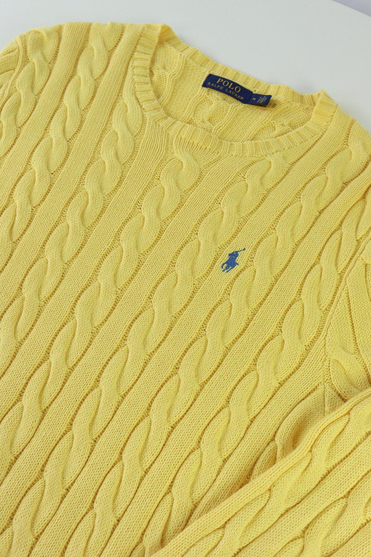 Ralph Lauren kabeltrui met ronde hals - M