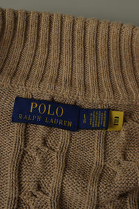 Ralph Lauren kabeltrui met kwart rits - L