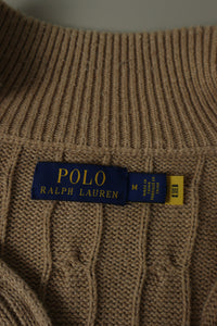 Ralph Lauren kabeltrui met kwart rits - M
