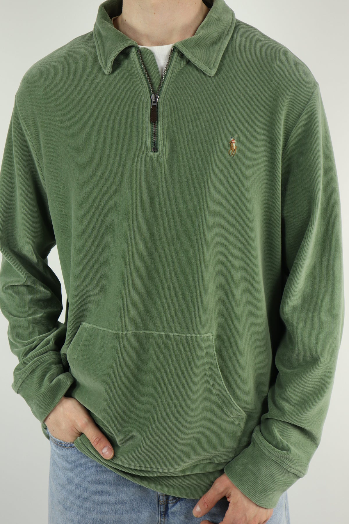 Ralph Lauren velours/corduroy trui met kwart rits - XL