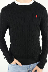 Ralph Lauren kabeltrui met ronde hals - S