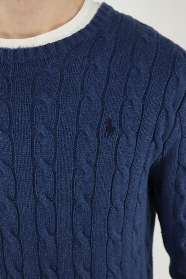 Ralph Lauren kabeltrui met ronde hals - S