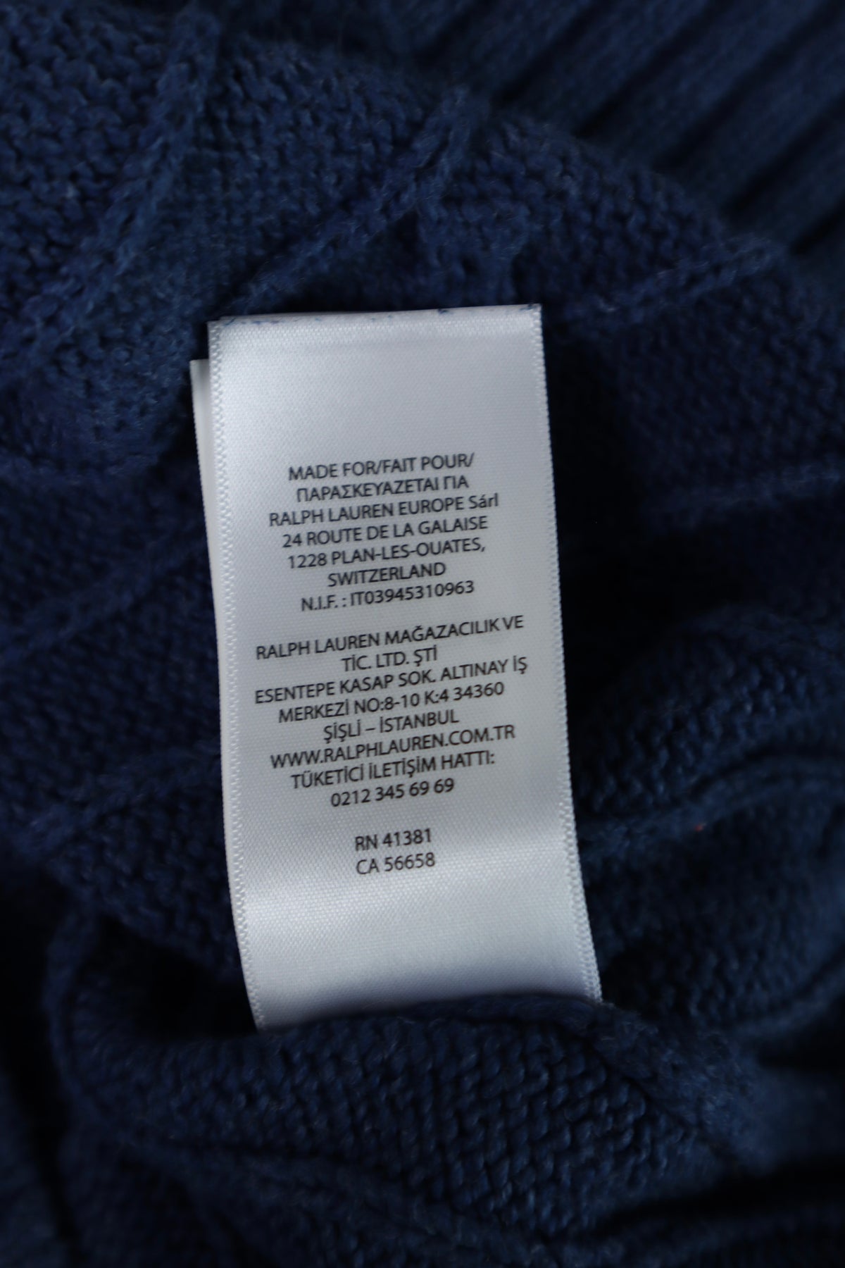 Ralph Lauren kabeltrui met ronde hals - S