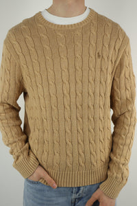 Ralph Lauren kabeltrui met ronde hals - L