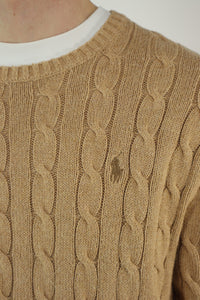 Ralph Lauren kabeltrui met ronde hals - L