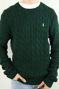 Ralph Lauren kabeltrui met ronde hals - L