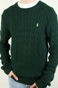 Ralph Lauren kabeltrui met ronde hals - L
