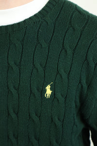 Ralph Lauren kabeltrui met ronde hals - L