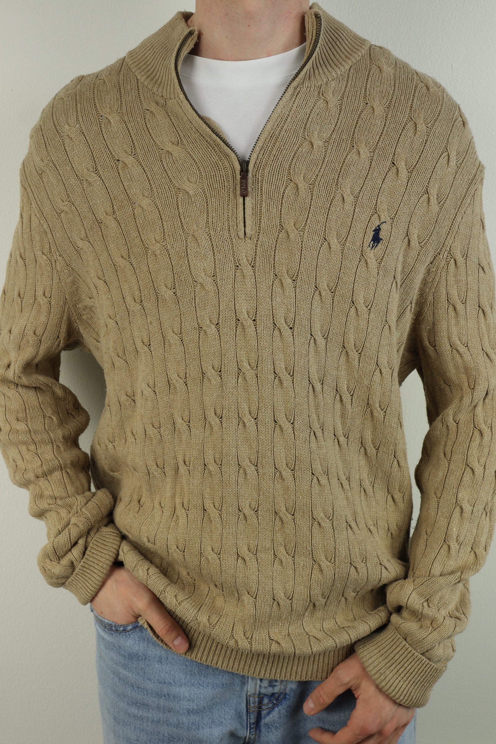 Ralph Lauren kabel quarter zip - XL