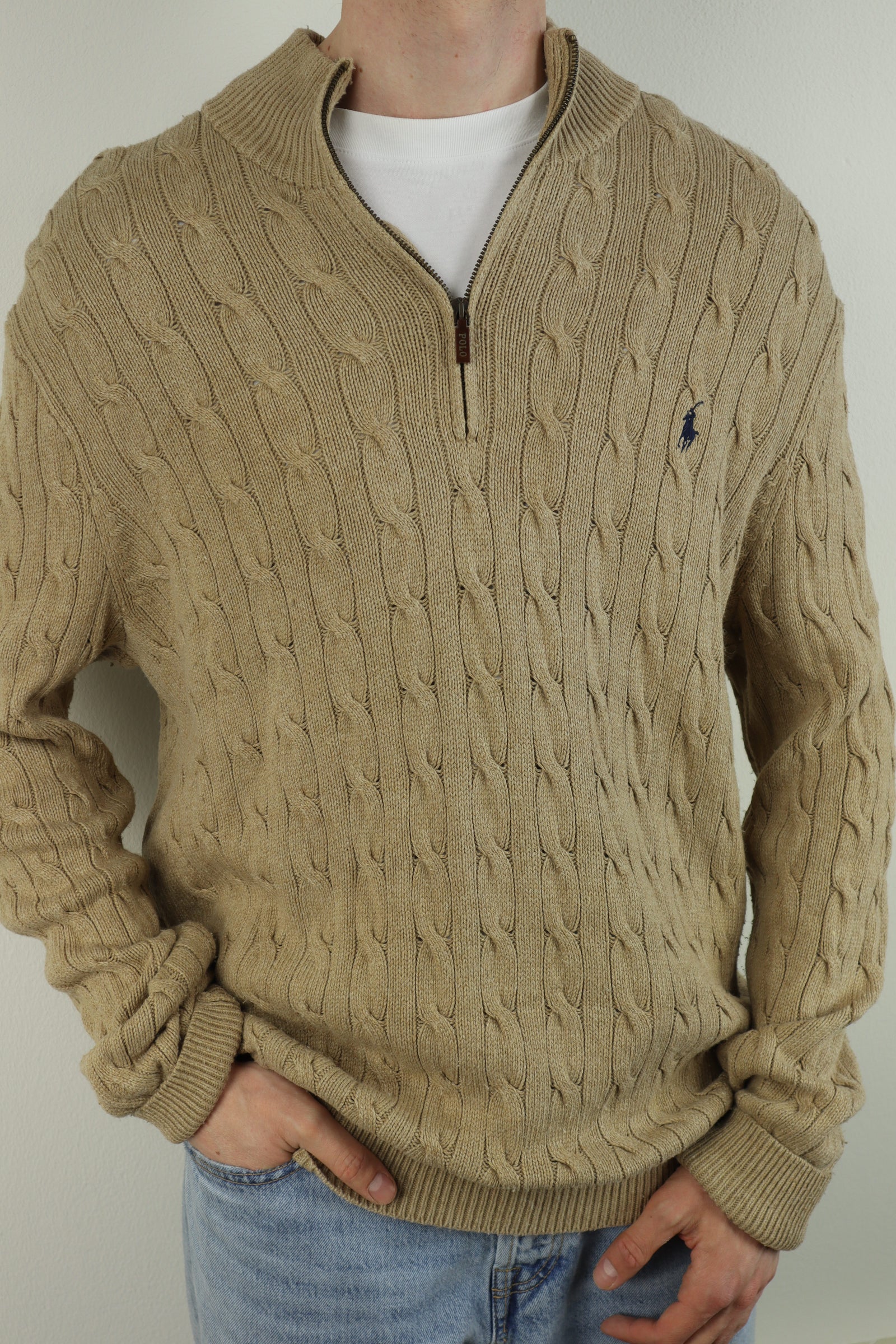 Ralph Lauren kabel quarter zip - XL