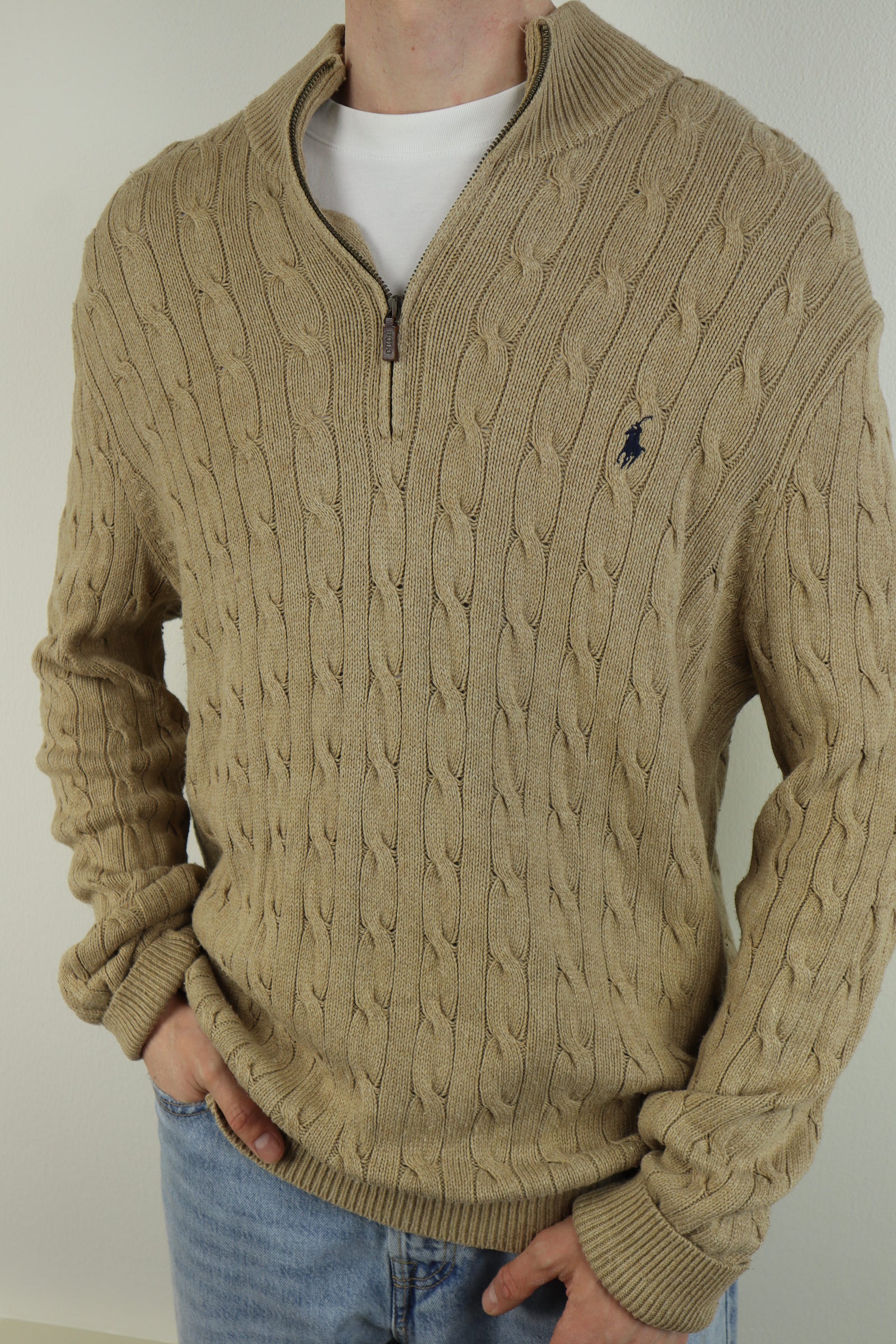 Ralph Lauren kabel quarter zip - XL