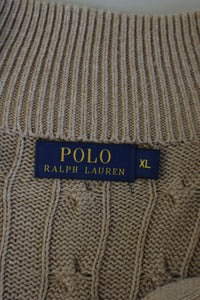 Ralph Lauren kabeltrui met kwart rits - XL