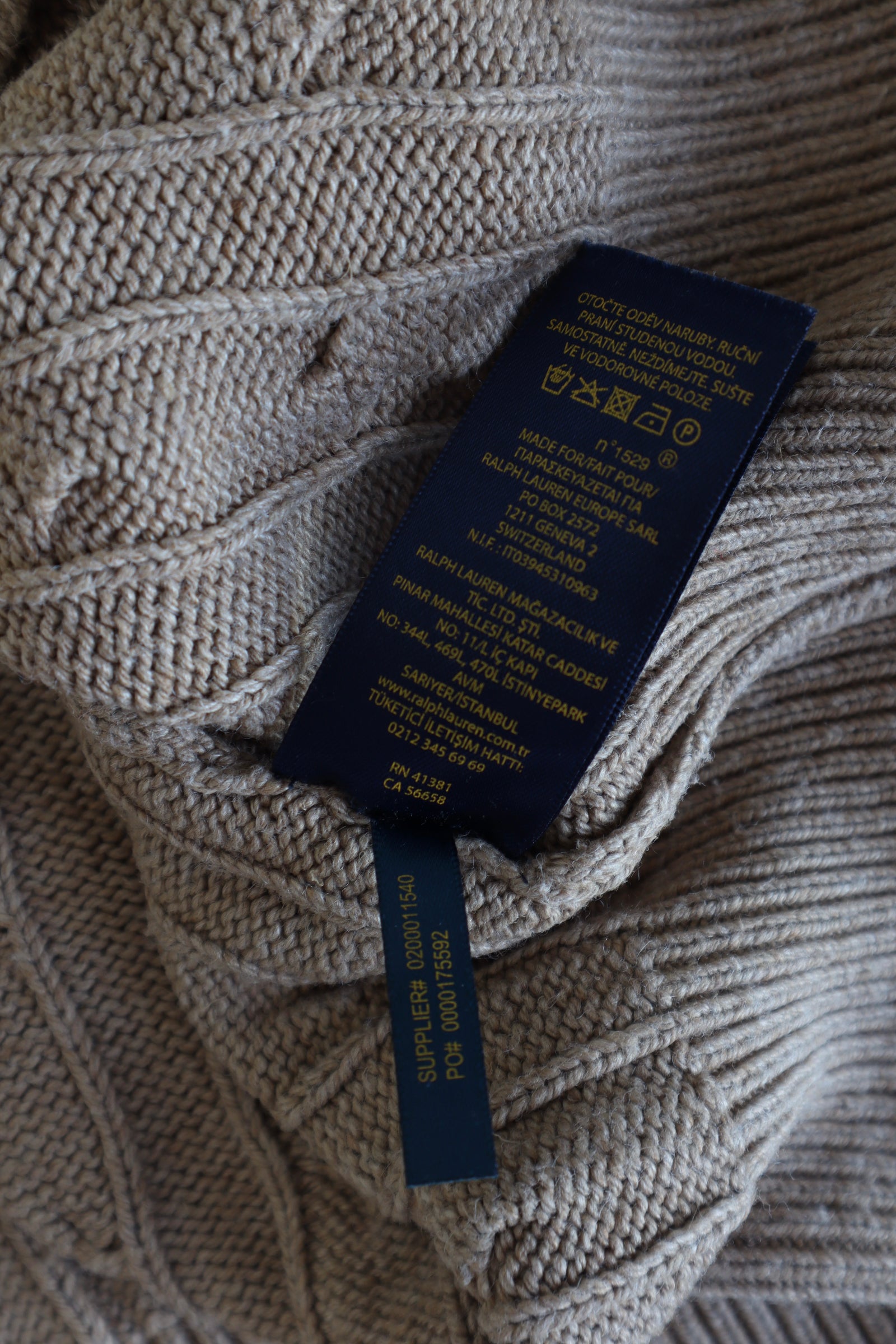 Ralph Lauren kabel quarter zip - XL
