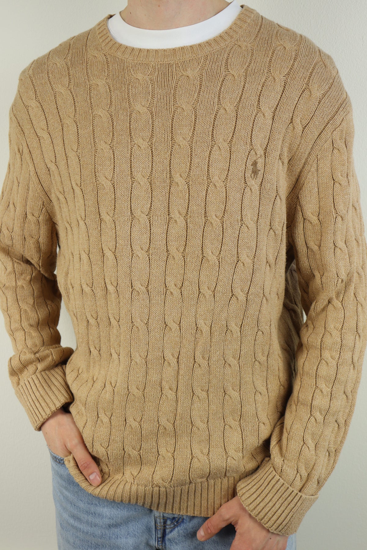 Ralph Lauren kabeltrui met ronde hals - XL