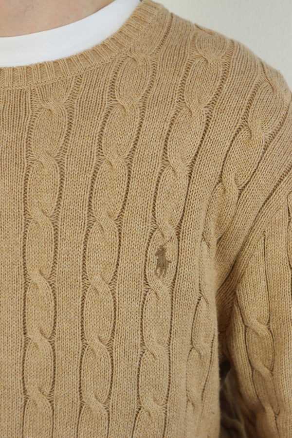 Ralph Lauren kabeltrui met ronde hals - XL