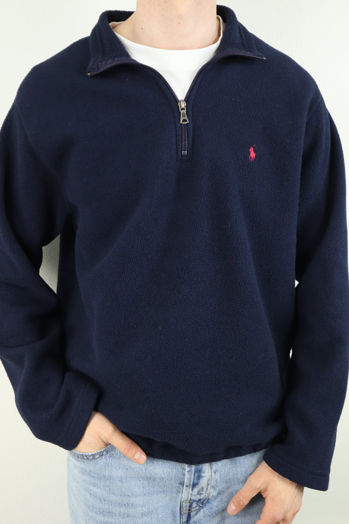 Ralph Lauren fleece trui met kwart rits - L