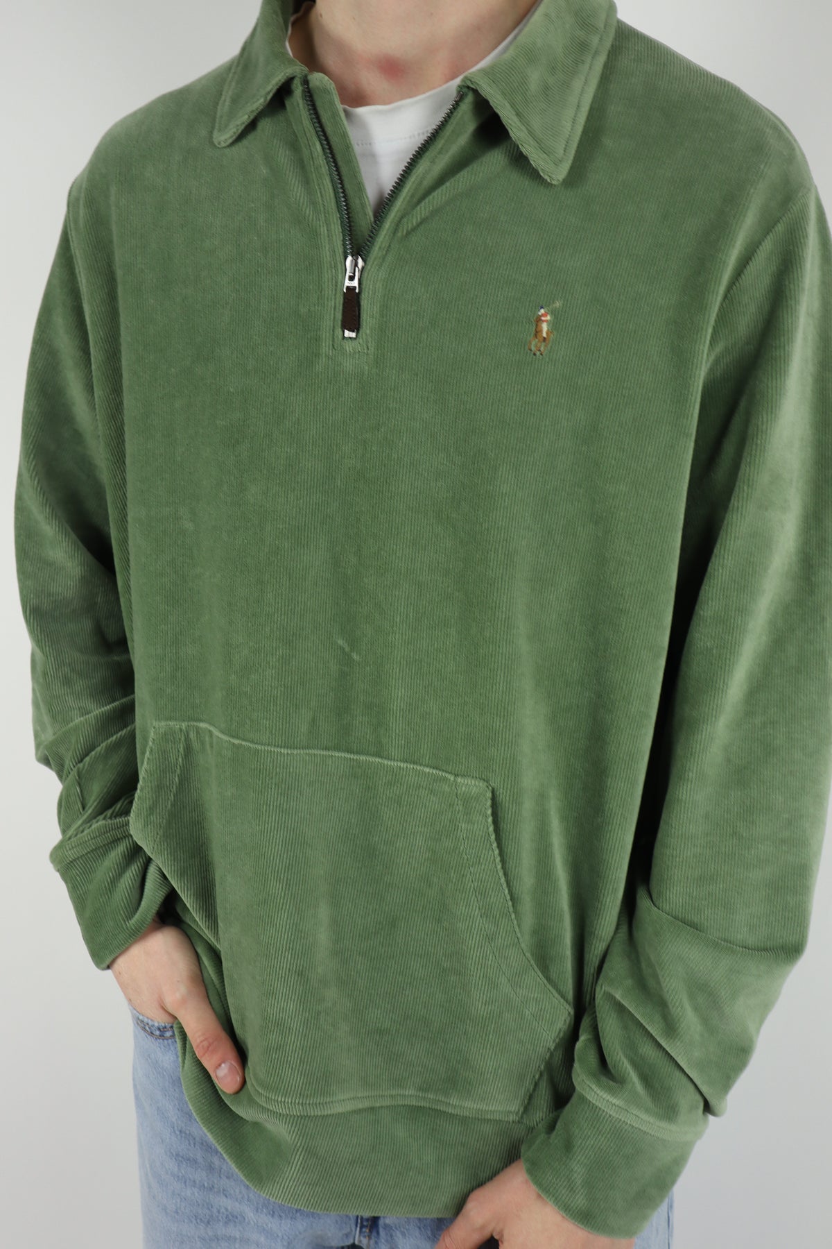 Ralph Lauren corduroy/velours trui met kwart rits - XL
