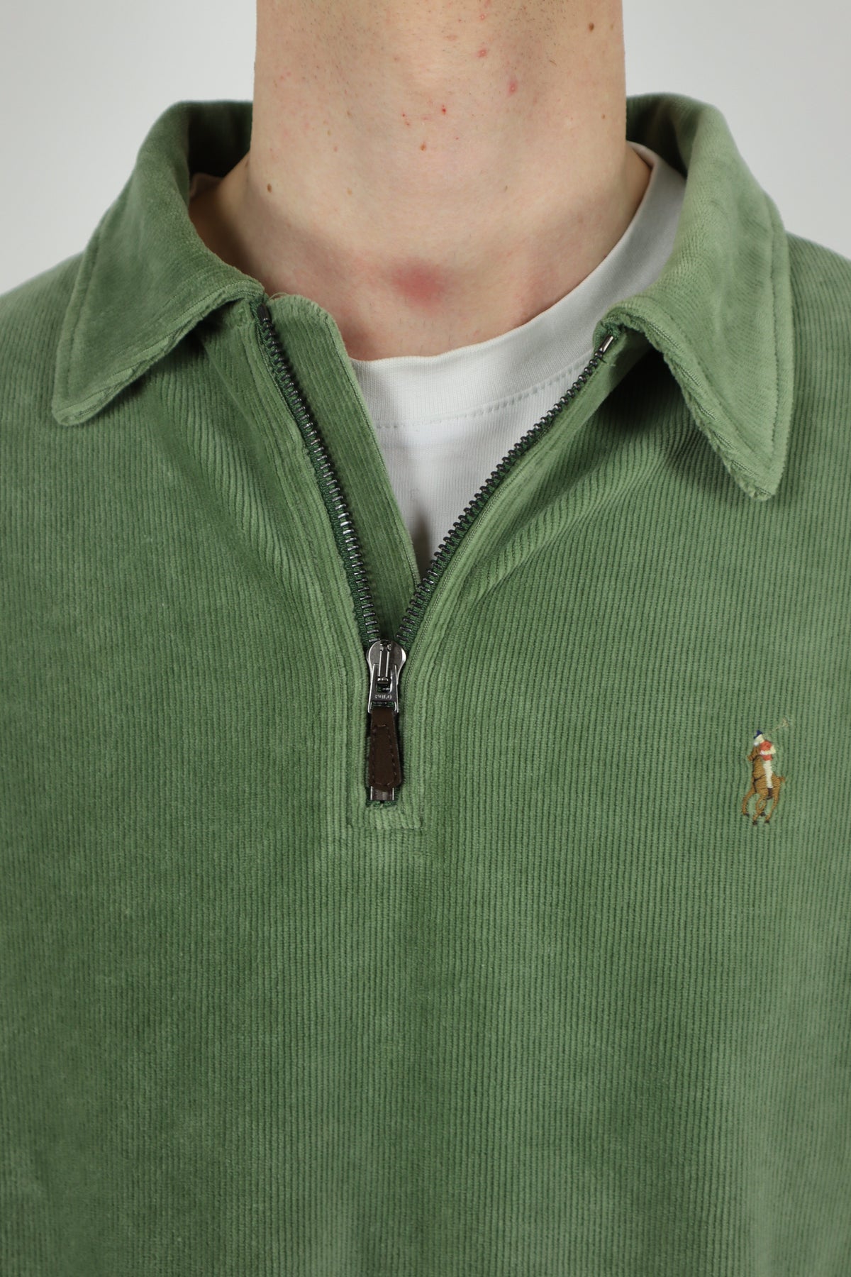 Ralph Lauren corduroy/velours trui met kwart rits - XL