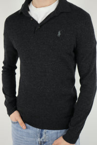 Ralph Lauren merino wollen trui/polo shirt met lange mouw - S