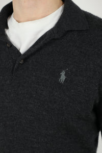 Ralph Lauren merino wollen trui/polo shirt met lange mouw - S