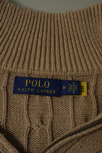 Ralph Lauren kabeltrui met kwart rits - M