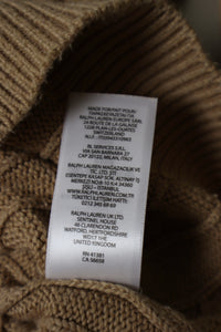 Ralph Lauren kabeltrui met kwart rits - M