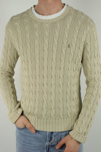 Ralph Lauren kabeltrui met ronde hals - S