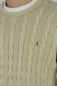 Ralph Lauren kabeltrui met ronde hals - S