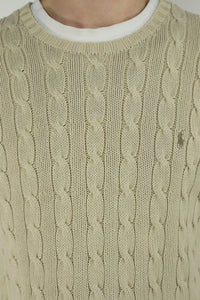 Ralph Lauren kabeltrui met ronde hals - S