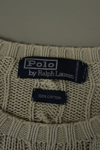 Ralph Lauren kabeltrui met ronde hals - S