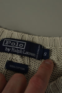 Ralph Lauren kabeltrui met ronde hals - S