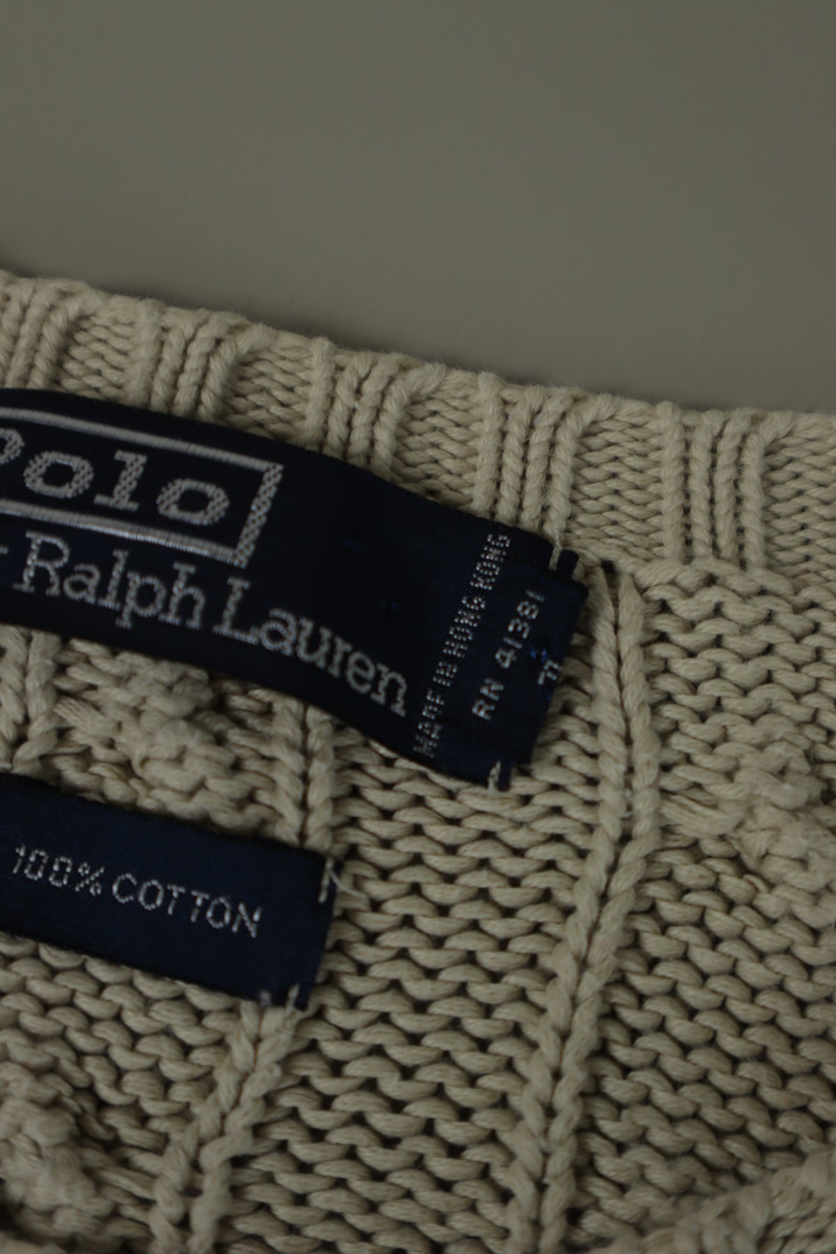 Ralph Lauren kabeltrui met ronde hals - S