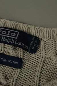 Ralph Lauren kabeltrui met ronde hals - S