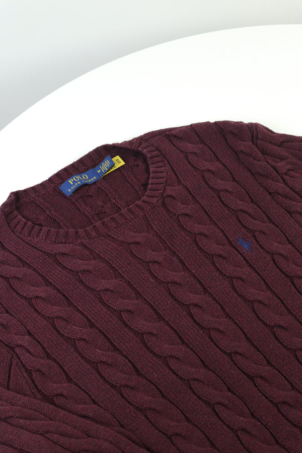 Ralph Lauren kabeltrui met ronde hals - M