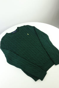 Ralph Lauren kabeltrui met ronde hals - S