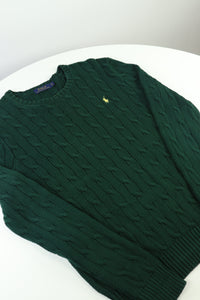 Ralph Lauren kabeltrui met ronde hals - S